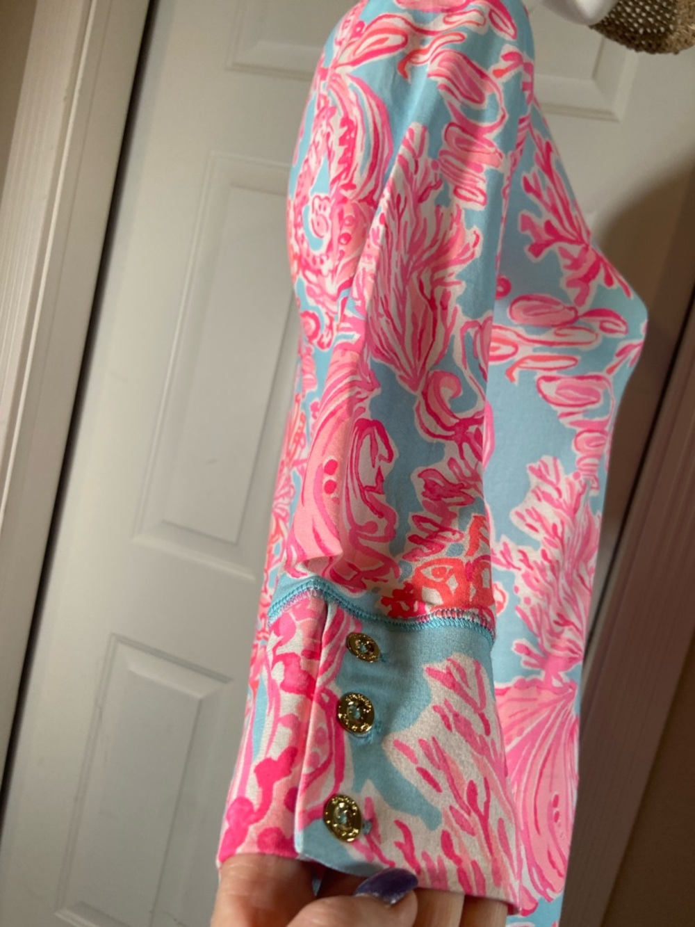Lily Pulitzer~NWT~Seasalt Blue~UPF 50+~Sophie Dress~3/4 Sleeve~Boat Neck~Size XS - Picture 10 of 16